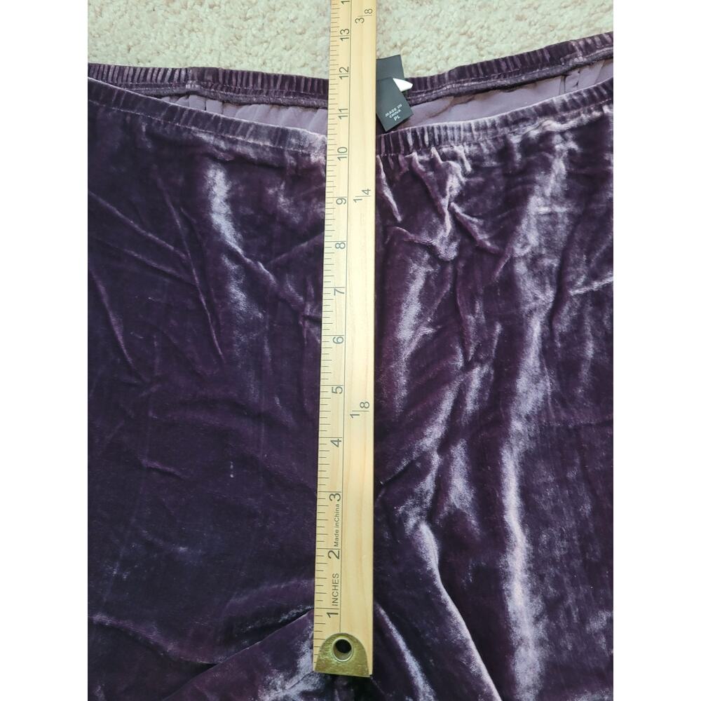 Eileen Fisher Pants Womens Petite L Purple Crushed Silk Velvet Wide Leg Pull On - Picture 6 of 10